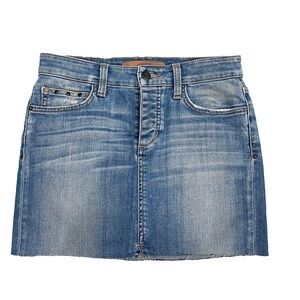 Joe's • Women’s Light Blue Washed Denim Raw Hem Mini Jean Skirt W24 NWOT